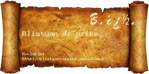 Blistyan Őszike névjegykártya